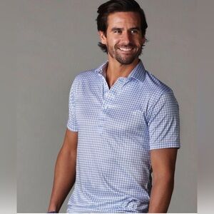 Collars & Co. Semi-Spread Collar Polo Blue Tattersall Size Medium NEW With Tag